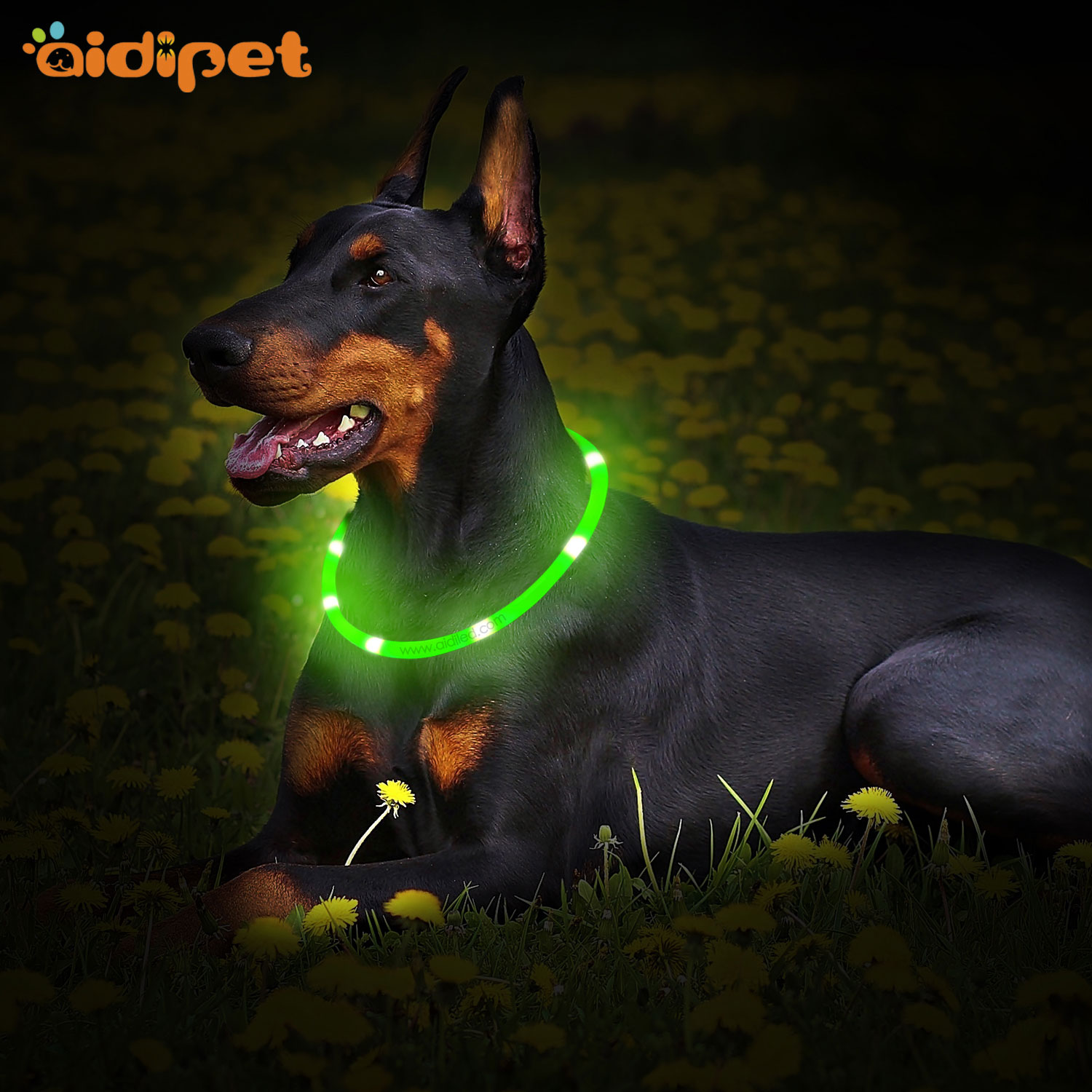 Rechargeable waterproof flashing dog collar AIDI-C3