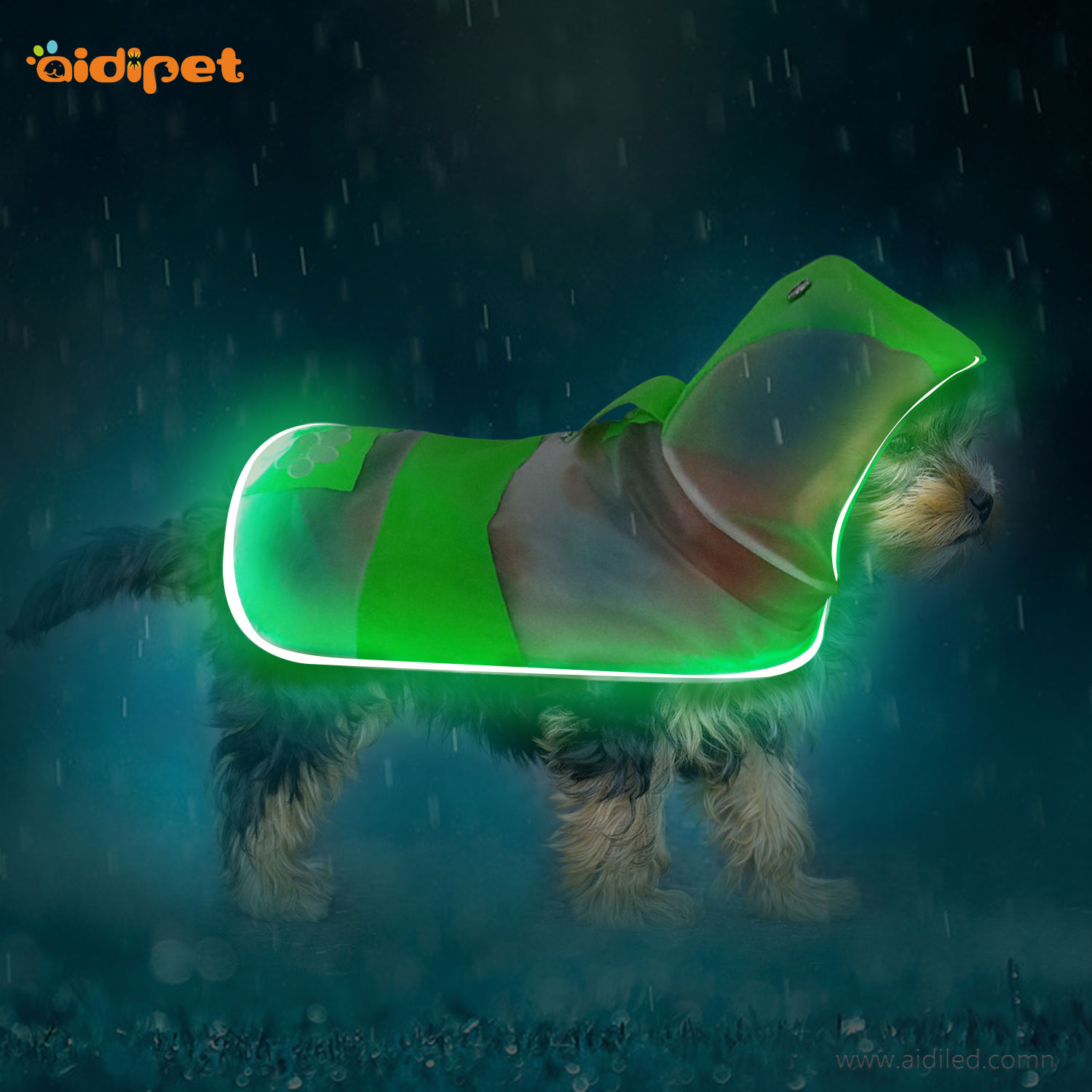 LED Dog raincoat  harness AIDI-H6