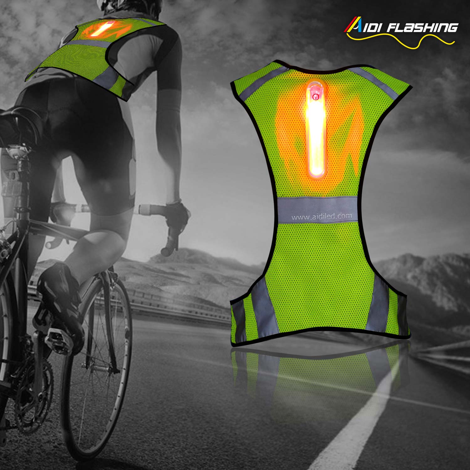 Led outdoor sports safety high visibility  vest AIDI-S11