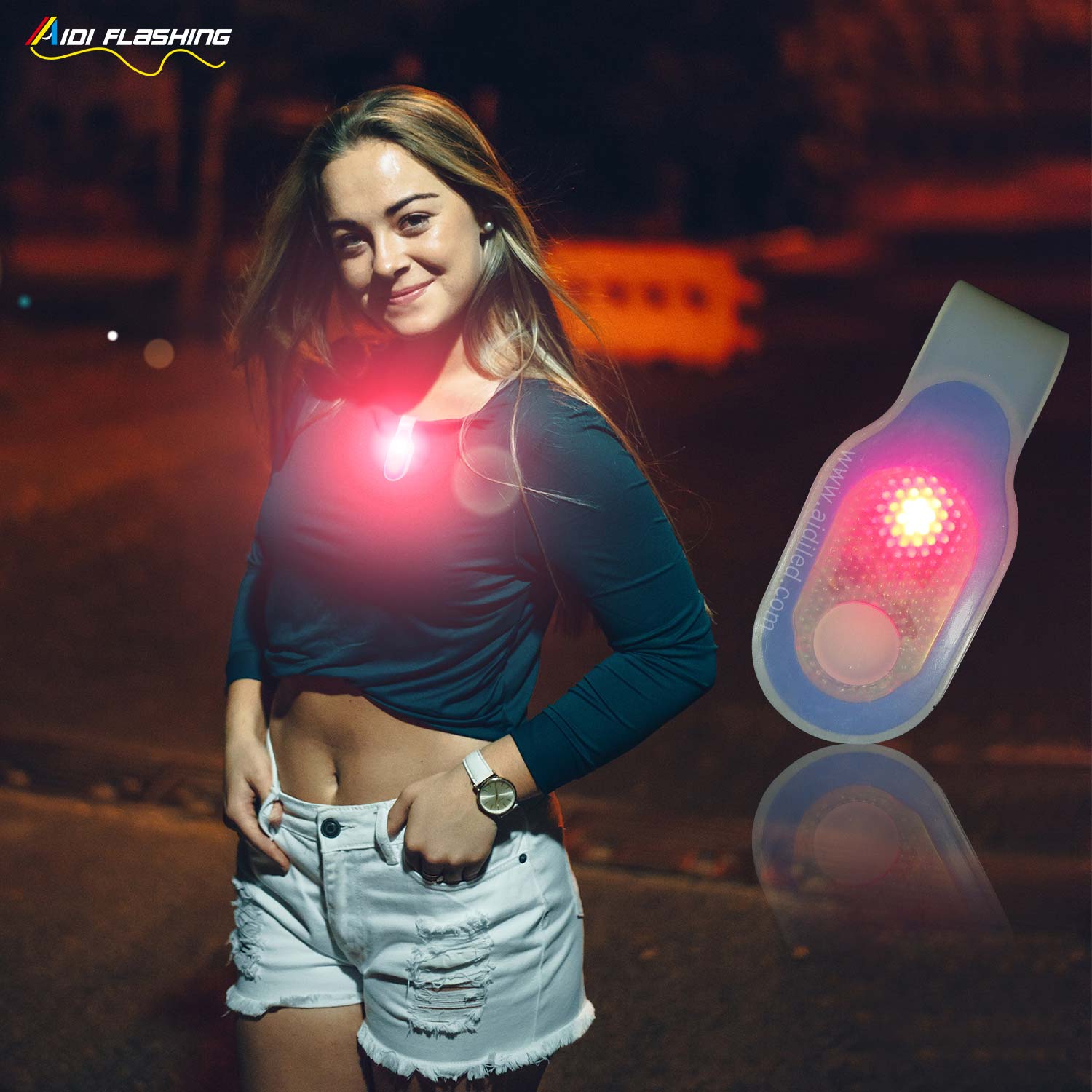 waterproof USB rechargeable LED magnet clip safety lights for runners AIDI-S5
