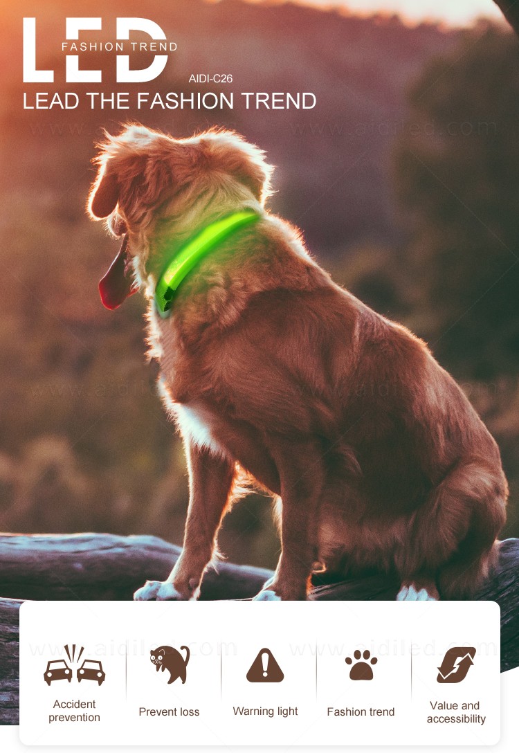 AIDI printing dog collar safety light inquire now for pet-2