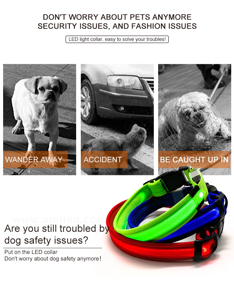 AIDI printing dog collar safety light inquire now for pet-3