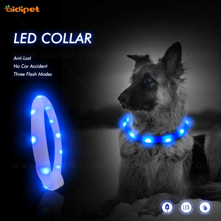 AIDI-C4 Silicone Waterproof Rechargeable Flashing Led Dog Collar