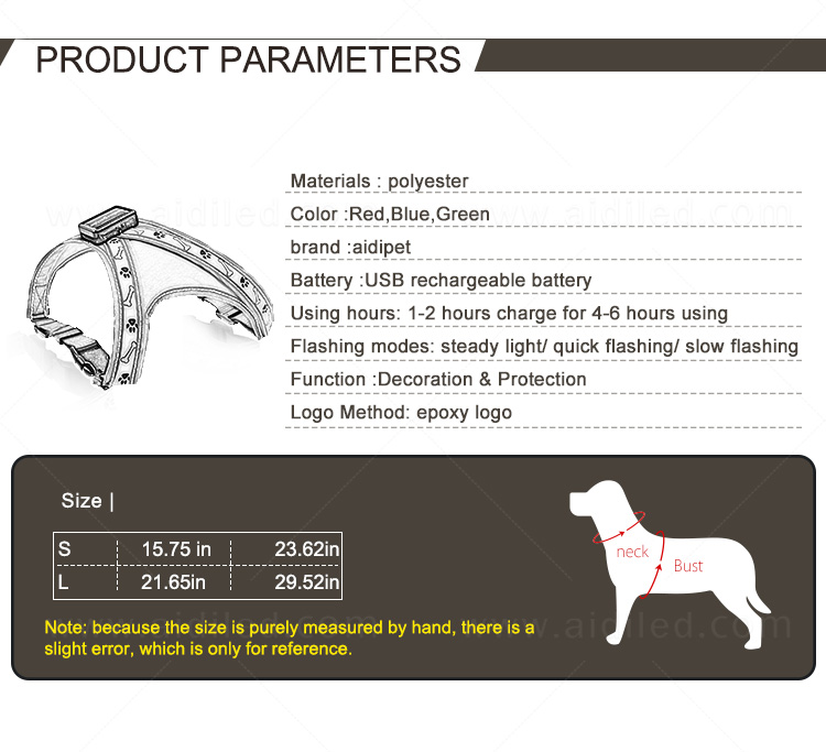AIDI nylon light up dog harness manufacturer for pet-4