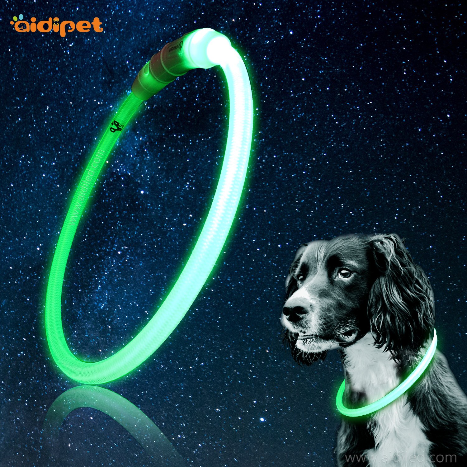 AIDI-C1-1 LED waterproof dog collar lights that light up at night