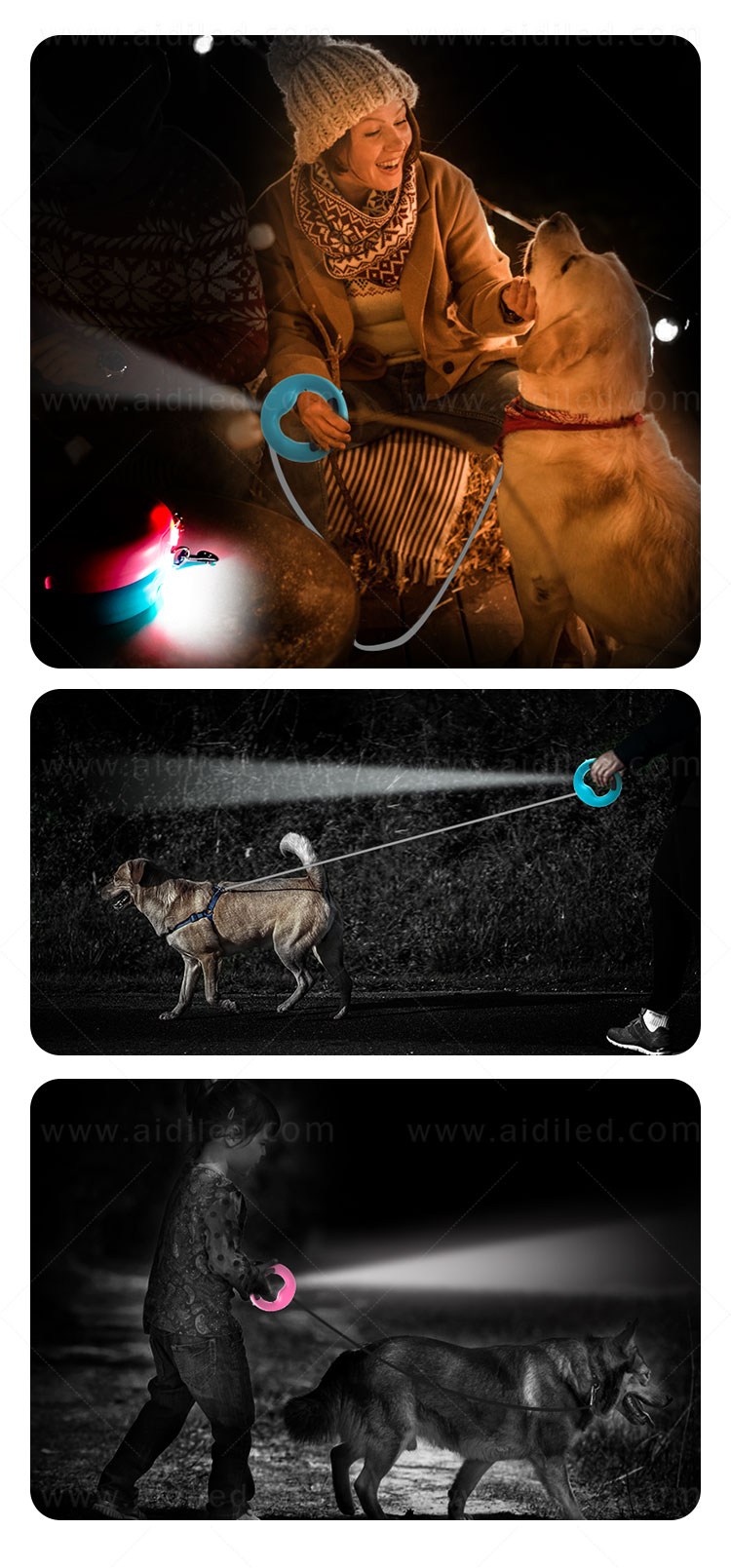 AIDI nylon light up dog collar and leash factory for park-10