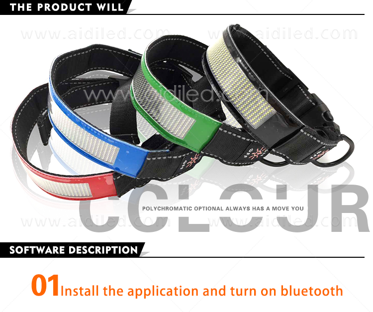 AIDI-Dog Collar Led Flashing Light, Bluetooth Remote Controlled-3