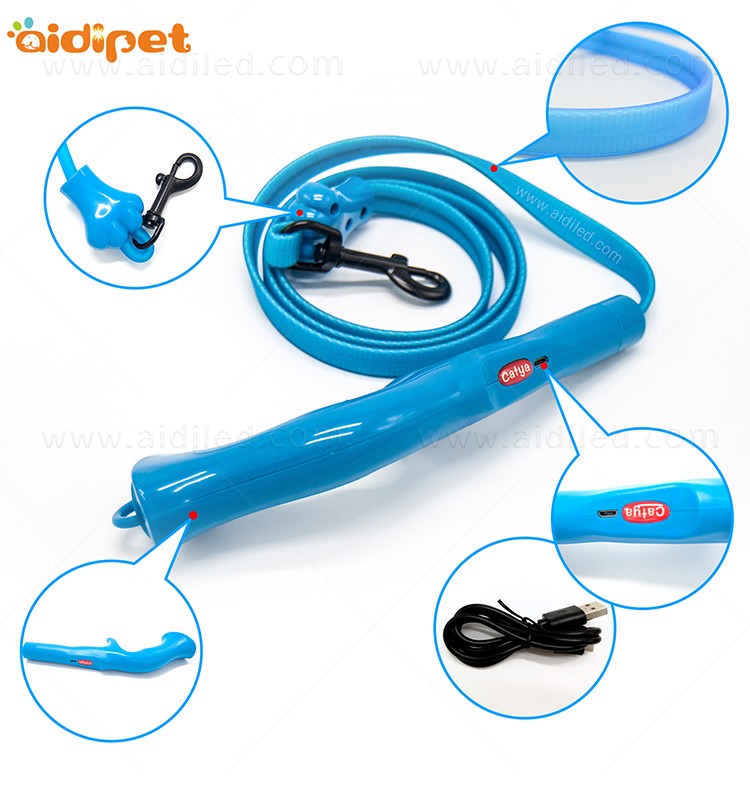 AIDI-Professional Illuminated Dog Leash Flat Led PVC Dot Light-6