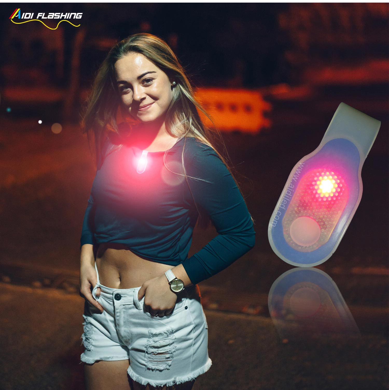 waterproof USB rechargeable LED magnet clip safety lights for runners AIDI-S5